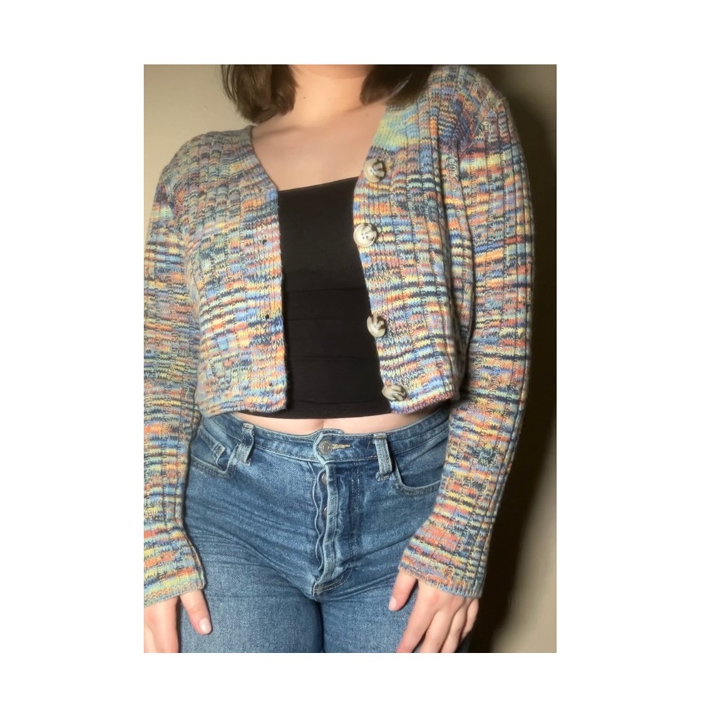 Colorful cardigan 🟠🟢🟡

Size small💲

Good condition very colorful